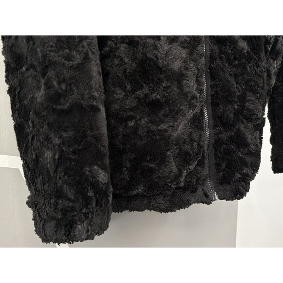 North Face Puffer Reversible Jacket Girl’s Youth XL 18 Cozy Sherpa Fleece Black - Picture 8 of 16